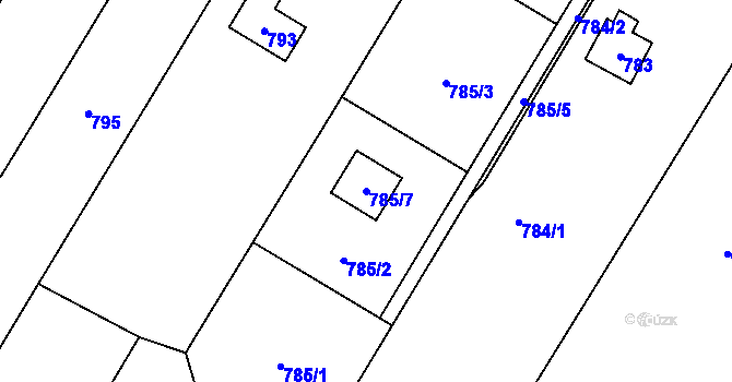 Parcela st. 785/7 v KÚ Rozdrojovice, Katastrální mapa