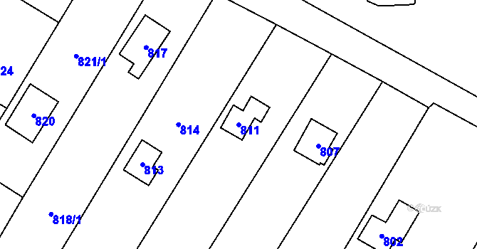Parcela st. 811 v KÚ Rozdrojovice, Katastrální mapa