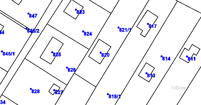 Parcela st. 820 v KÚ Rozdrojovice, Katastrální mapa