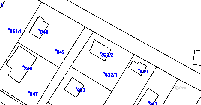 Parcela st. 822/2 v KÚ Rozdrojovice, Katastrální mapa