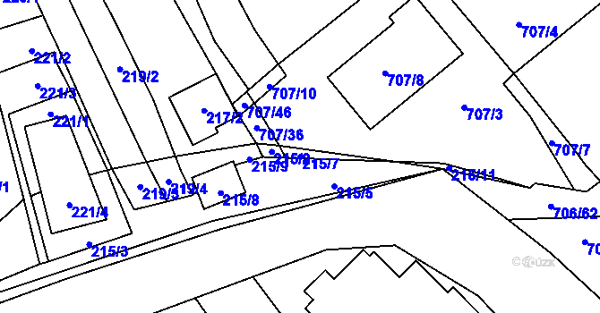 Parcela st. 215/7 v KÚ Rozdrojovice, Katastrální mapa