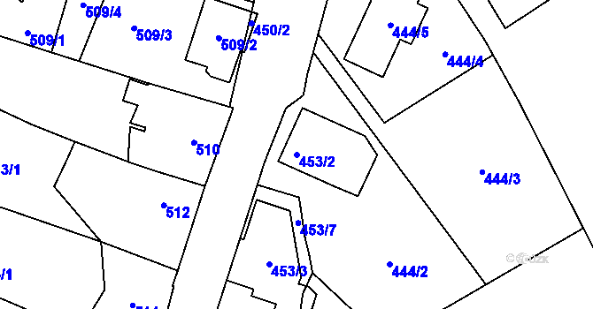 Parcela st. 453/2 v KÚ Rozdrojovice, Katastrální mapa