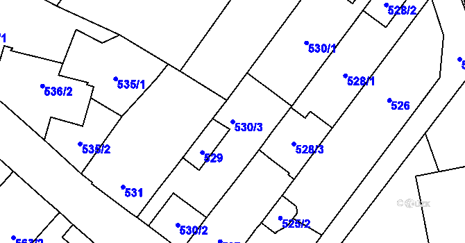 Parcela st. 530/3 v KÚ Rozdrojovice, Katastrální mapa