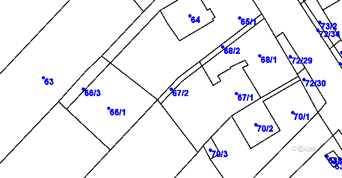 Parcela st. 67/2 v KÚ Rozdrojovice, Katastrální mapa