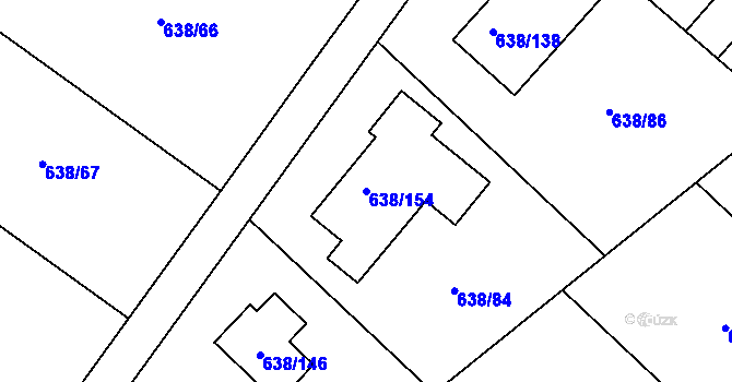 Parcela st. 638/154 v KÚ Rozdrojovice, Katastrální mapa