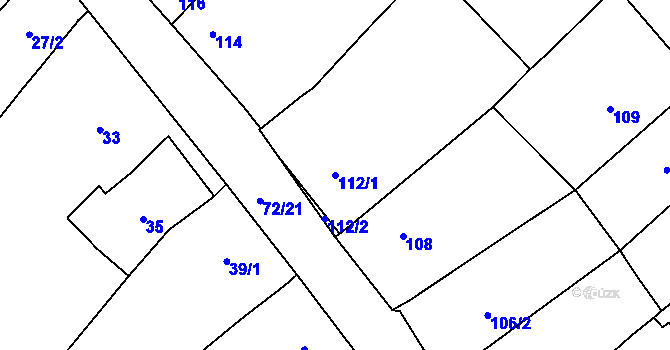 Parcela st. 112/1 v KÚ Rozdrojovice, Katastrální mapa