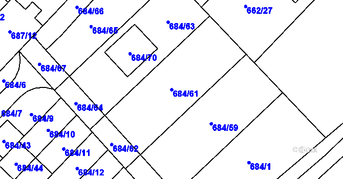 Parcela st. 684/61 v KÚ Rozdrojovice, Katastrální mapa