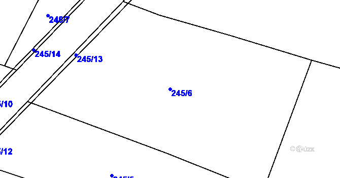 Parcela st. 245/6 v KÚ Rozhovice, Katastrální mapa