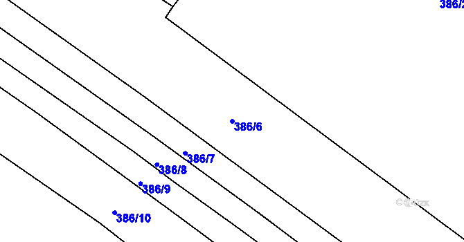 Parcela st. 386/6 v KÚ Rozhovice, Katastrální mapa