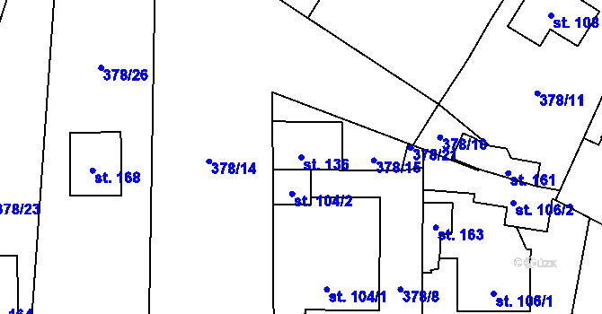 Parcela st. 136 v KÚ Rozhovice, Katastrální mapa