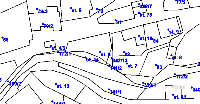 Parcela st. 6 v KÚ Bradlné, Katastrální mapa