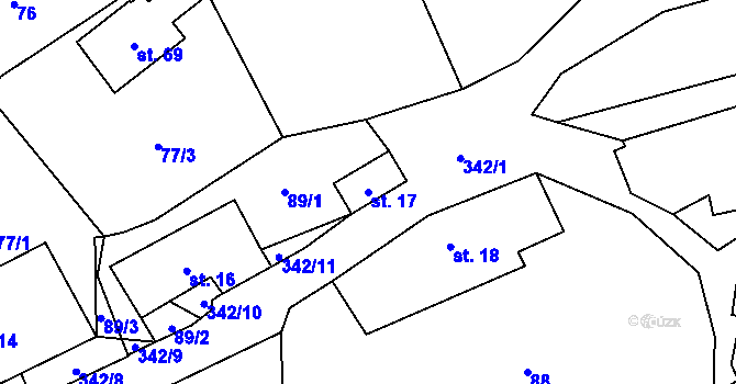 Parcela st. 17 v KÚ Bradlné, Katastrální mapa