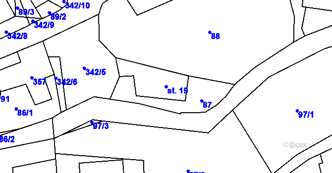 Parcela st. 19 v KÚ Bradlné, Katastrální mapa