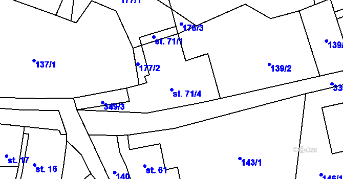 Parcela st. 71/4 v KÚ Bradlné, Katastrální mapa