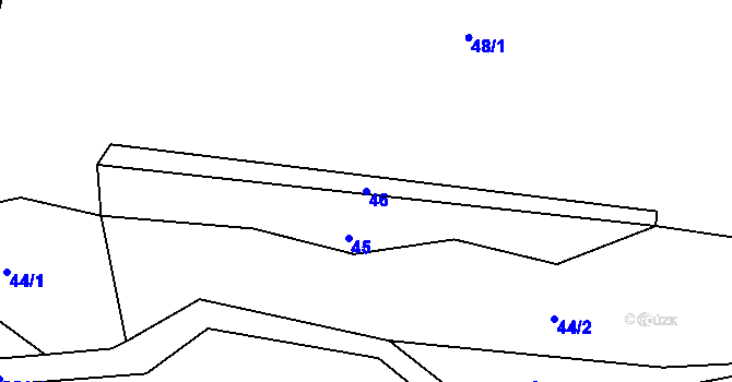 Parcela st. 46 v KÚ Bradlné, Katastrální mapa