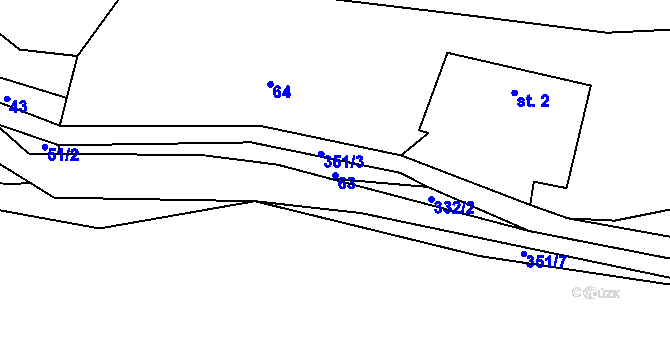 Parcela st. 63 v KÚ Bradlné, Katastrální mapa