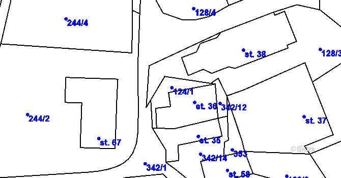 Parcela st. 124 v KÚ Bradlné, Katastrální mapa