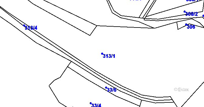 Parcela st. 313/1 v KÚ Bradlné, Katastrální mapa
