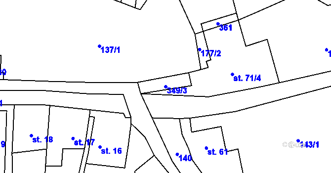 Parcela st. 349/3 v KÚ Bradlné, Katastrální mapa