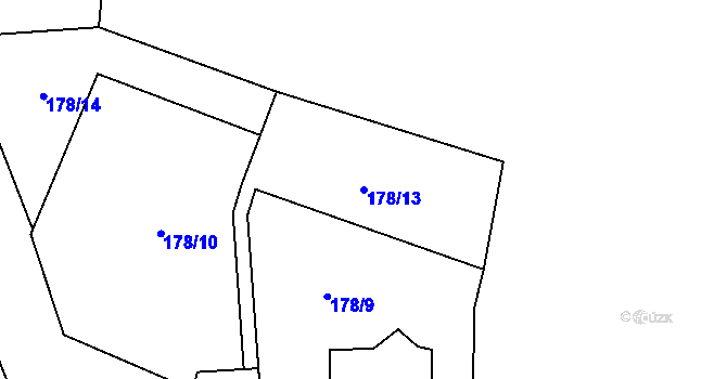 Parcela st. 178/13 v KÚ Bradlné, Katastrální mapa