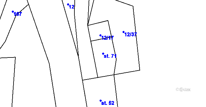 Parcela st. 71 v KÚ Rozhraní, Katastrální mapa