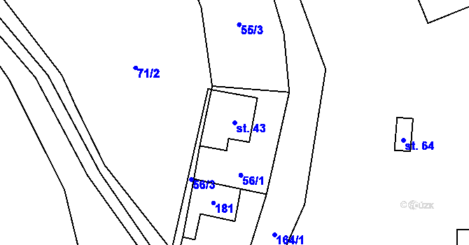 Parcela st. 43 v KÚ Vilémov u Rozhraní, Katastrální mapa