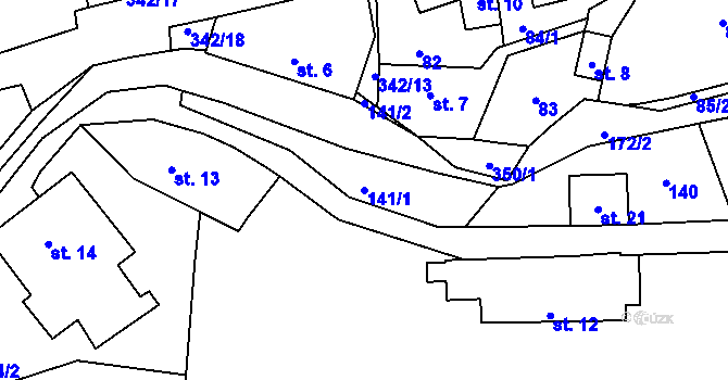 Parcela st. 141/1 v KÚ Vilémov u Rozhraní, Katastrální mapa