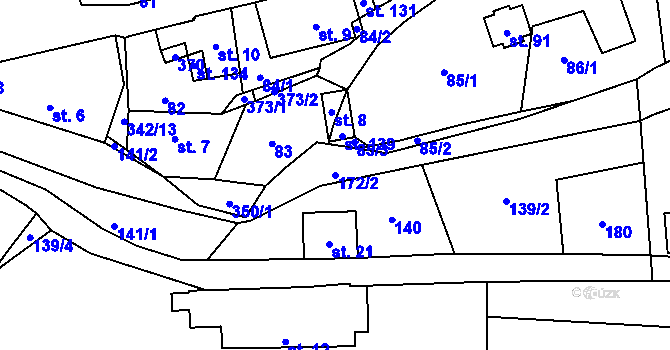 Parcela st. 172/2 v KÚ Vilémov u Rozhraní, Katastrální mapa