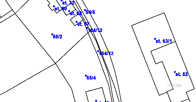 Parcela st. 164/12 v KÚ Vilémov u Rozhraní, Katastrální mapa