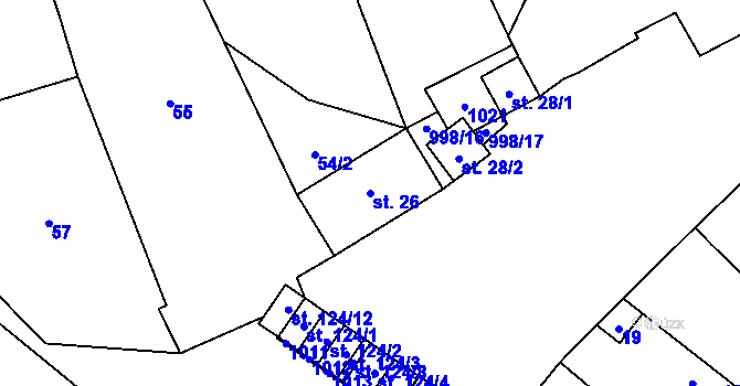 Parcela st. 26 v KÚ Rozkoš u Jevišovic, Katastrální mapa