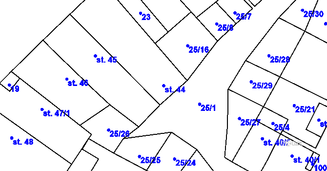Parcela st. 44 v KÚ Rozkoš u Jevišovic, Katastrální mapa