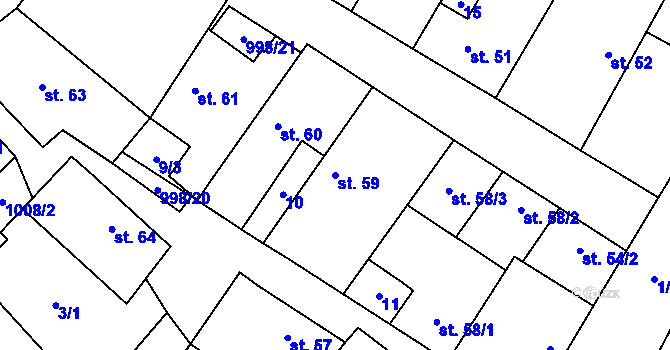 Parcela st. 59 v KÚ Rozkoš u Jevišovic, Katastrální mapa
