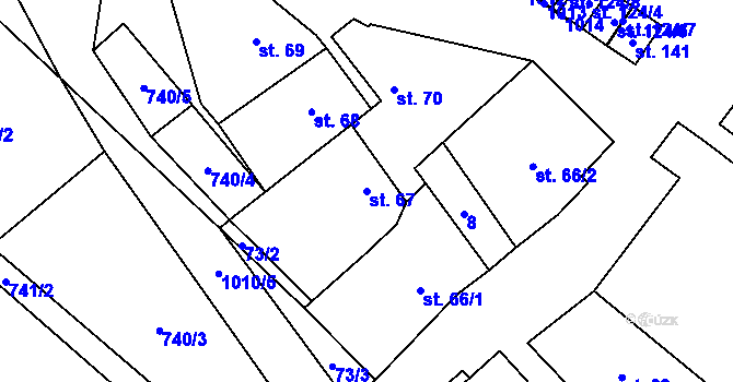 Parcela st. 67 v KÚ Rozkoš u Jevišovic, Katastrální mapa