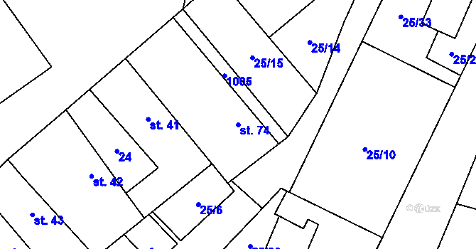 Parcela st. 74 v KÚ Rozkoš u Jevišovic, Katastrální mapa