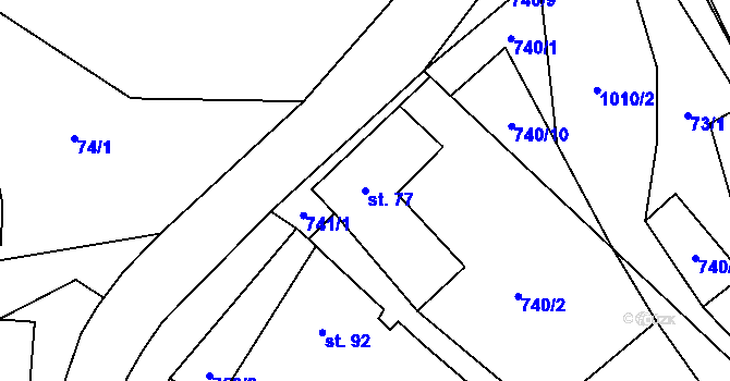 Parcela st. 77 v KÚ Rozkoš u Jevišovic, Katastrální mapa