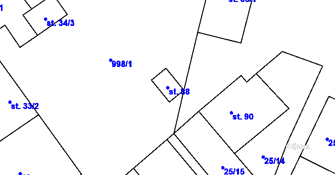 Parcela st. 88 v KÚ Rozkoš u Jevišovic, Katastrální mapa