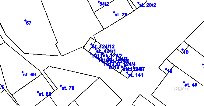 Parcela st. 124/2 v KÚ Rozkoš u Jevišovic, Katastrální mapa