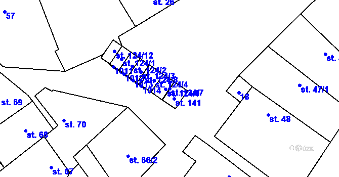 Parcela st. 124/7 v KÚ Rozkoš u Jevišovic, Katastrální mapa