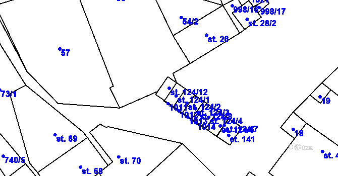 Parcela st. 124/12 v KÚ Rozkoš u Jevišovic, Katastrální mapa