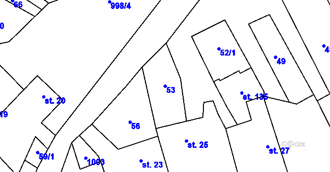 Parcela st. 53 v KÚ Rozkoš u Jevišovic, Katastrální mapa