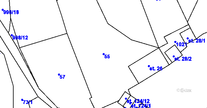 Parcela st. 55 v KÚ Rozkoš u Jevišovic, Katastrální mapa