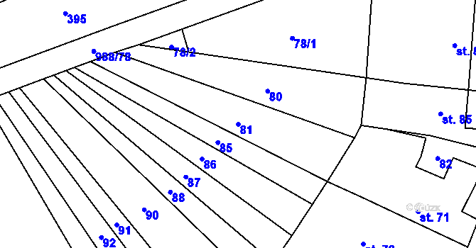 Parcela st. 81 v KÚ Rozkoš u Jevišovic, Katastrální mapa