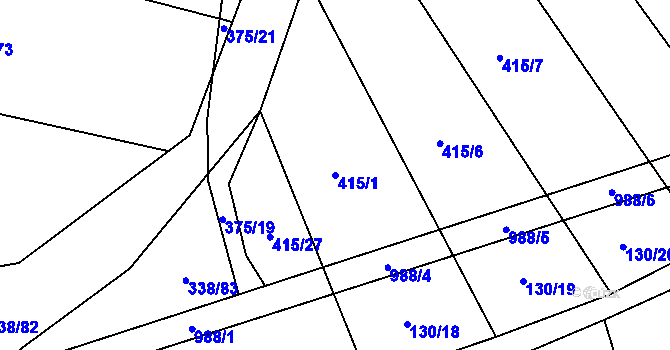 Parcela st. 415/1 v KÚ Rozkoš u Jevišovic, Katastrální mapa