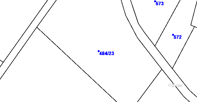 Parcela st. 484/23 v KÚ Rozkoš u Jevišovic, Katastrální mapa