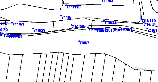 Parcela st. 708/7 v KÚ Rozkoš u Jevišovic, Katastrální mapa