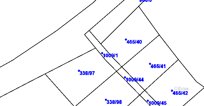 Parcela st. 1009/1 v KÚ Rozkoš u Jevišovic, Katastrální mapa