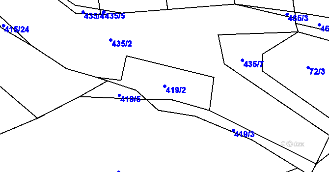 Parcela st. 419/2 v KÚ Rozkoš u Jevišovic, Katastrální mapa