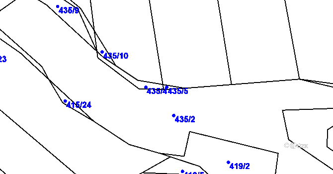 Parcela st. 435/5 v KÚ Rozkoš u Jevišovic, Katastrální mapa