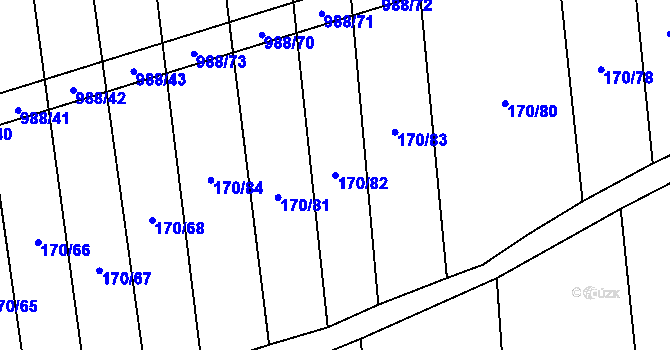 Parcela st. 170/82 v KÚ Rozkoš u Jevišovic, Katastrální mapa