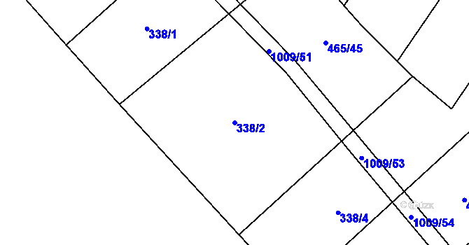 Parcela st. 338/2 v KÚ Rozkoš u Jevišovic, Katastrální mapa